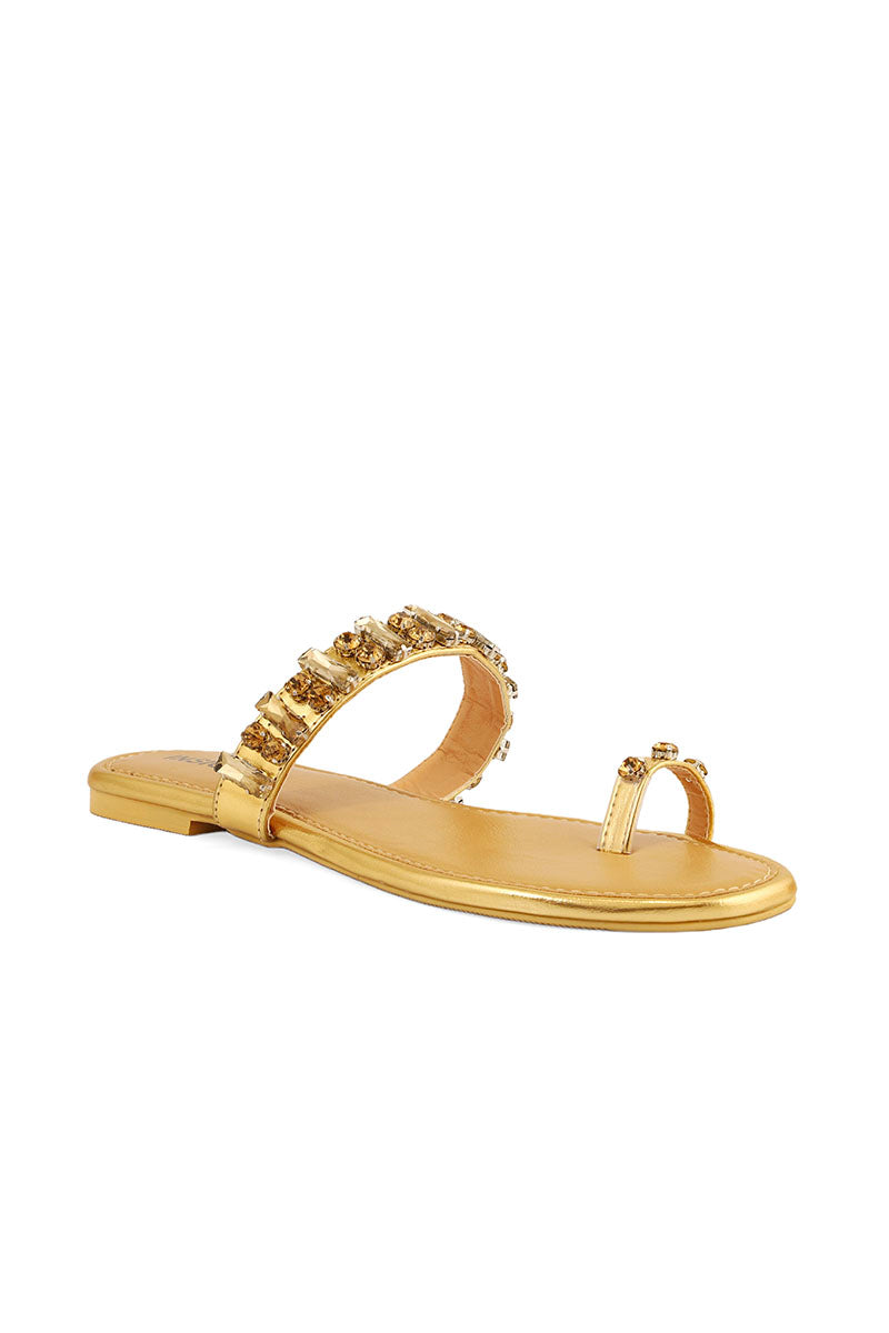 Party Wear Slip On I29258-Golden